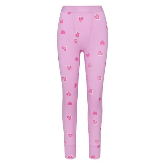 NWT SKIMS SUMMER SLEEP RIBBED LEGGINGS IN PETAL PRINT - Picture 1 of 5